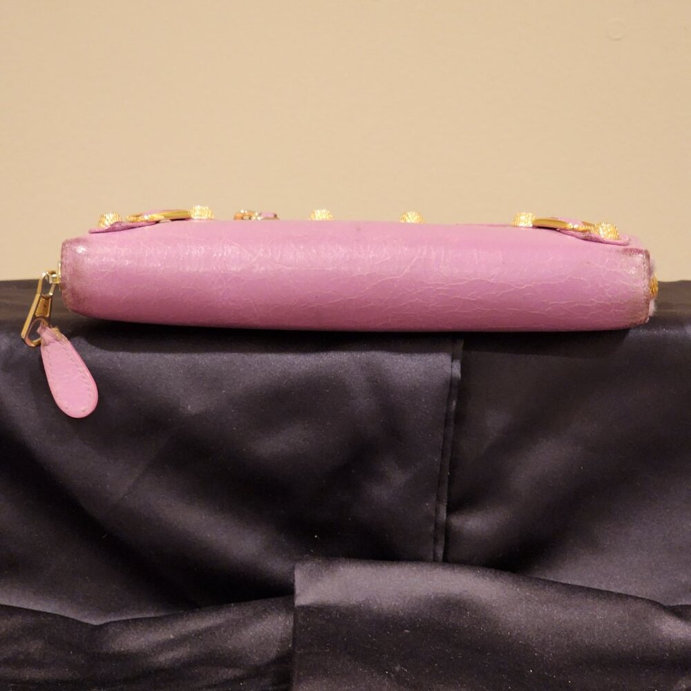Excellent Balenciaga Zip around Wallet Pinkish Lavender Leather Continental - Picture 12 of 14